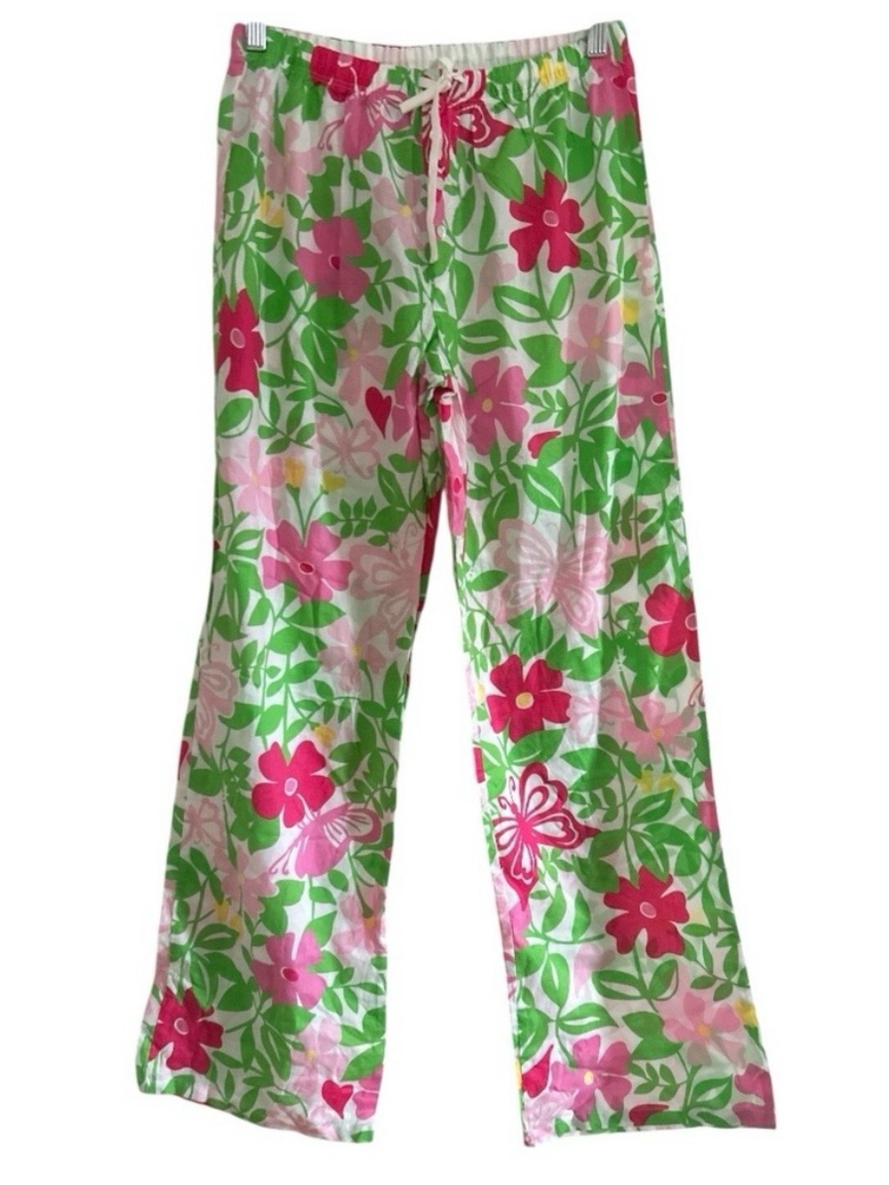 Lilly Pulitzer, pink and green butterfly, print cotton pajamas extra small